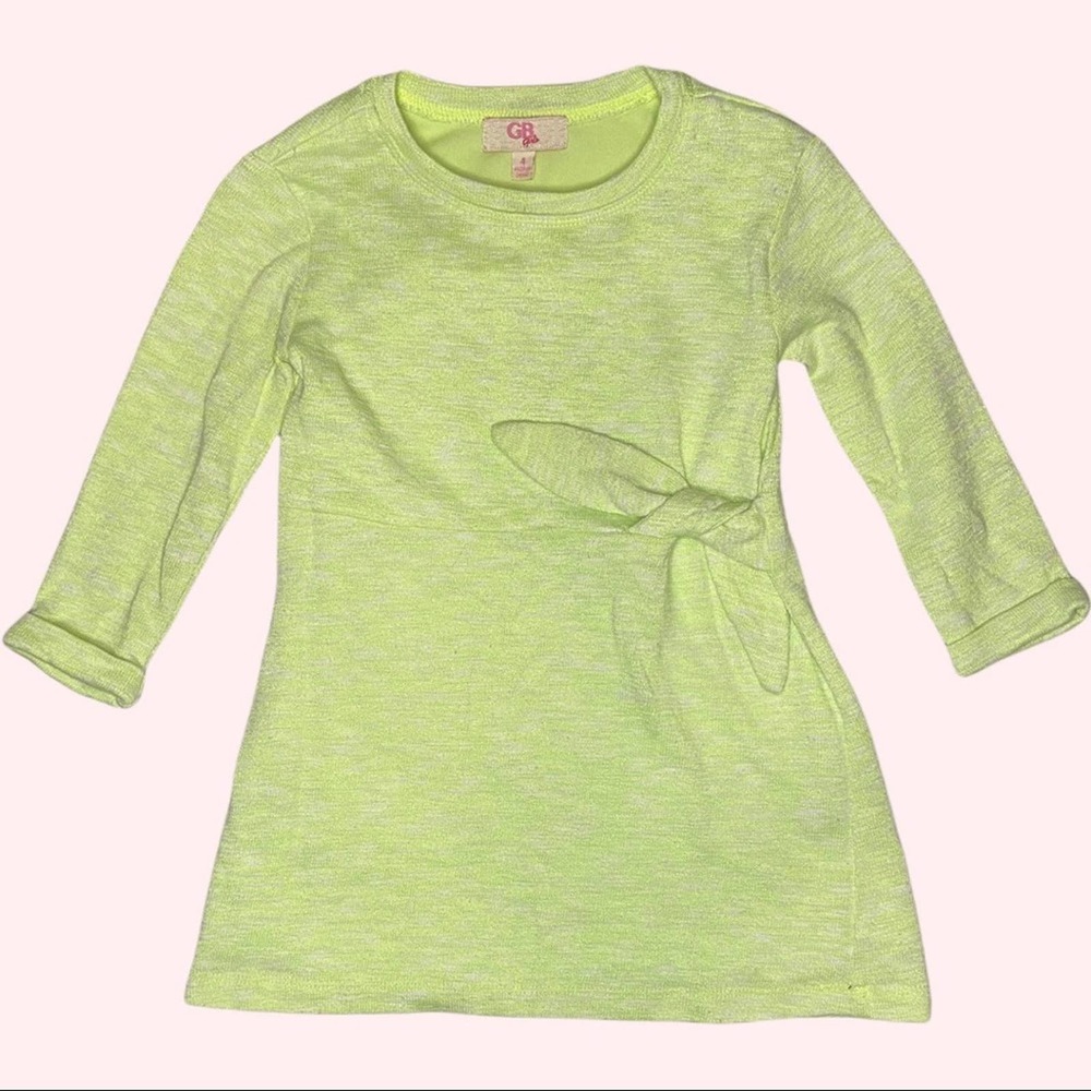 4/$20 GB GIRLS neon green knit faux wrap long sleeve dress size 0